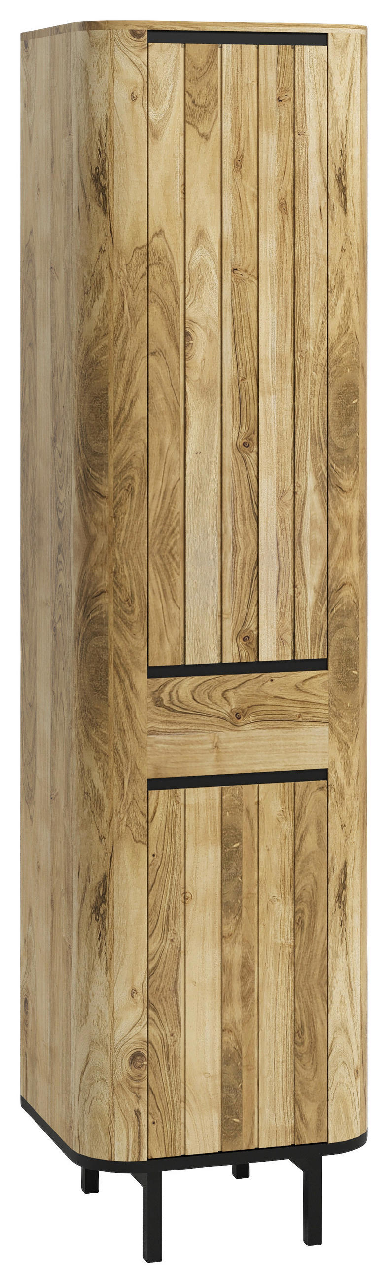 Livetastic Hochschrank Schwarz, Natur 51x200x42 cm
