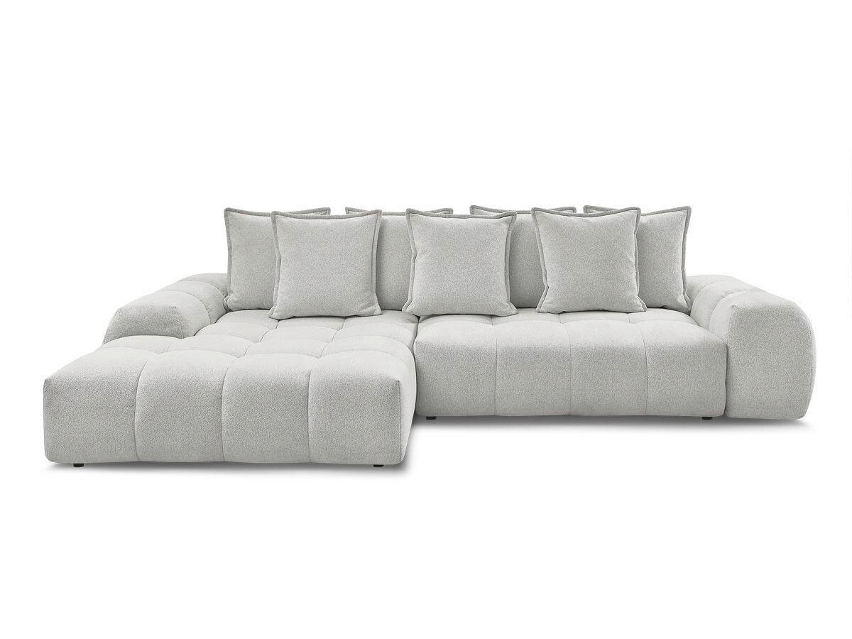 ECKSCHLAFSOFA EVEREST  mit Rücken echt, Armteil links, Armteil rechts Flachgewebe Hellgrau  - Hellgrau/Schwarz, MODERN, Kunststoff/Textil (180/318cm) - Livetastic
