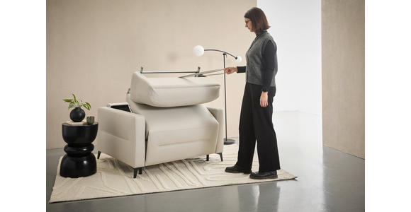 SCHLAFSESSEL Echtleder Schwarz Liegefunktion {item.attr(124-153'),[ ]} - Schwarz, Design, Leder/Metall (115/89/97cm) - Novel