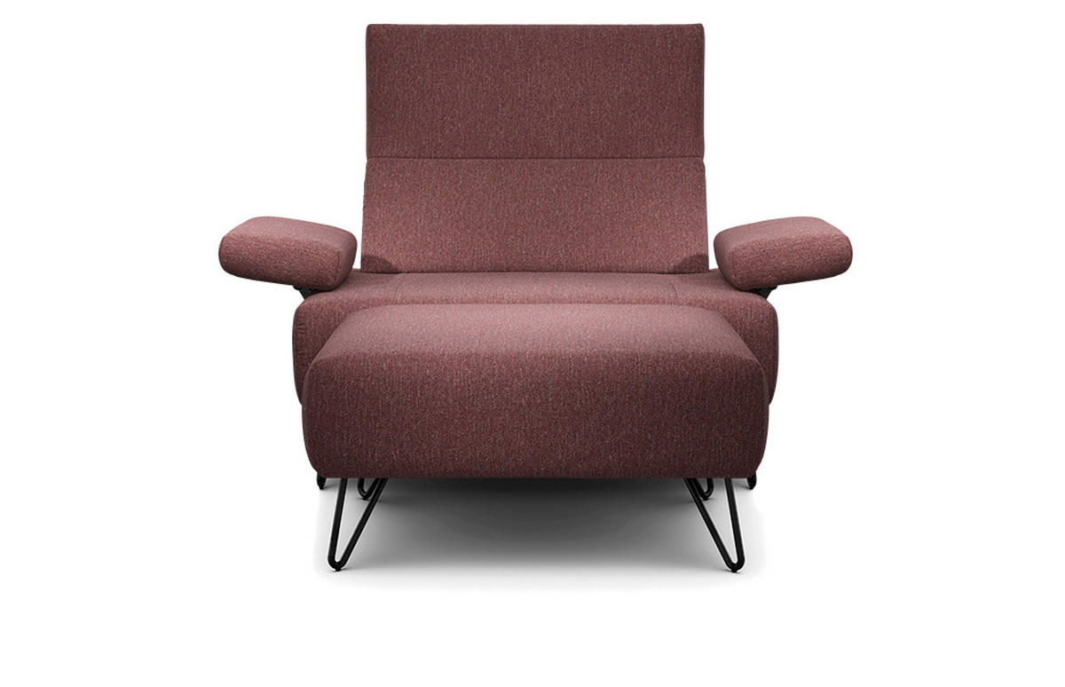 SESSELSET in Chenille Rot  - Rot/Schwarz, Design, Textil/Metall (114-142/85/86-94cm) - SENSOO