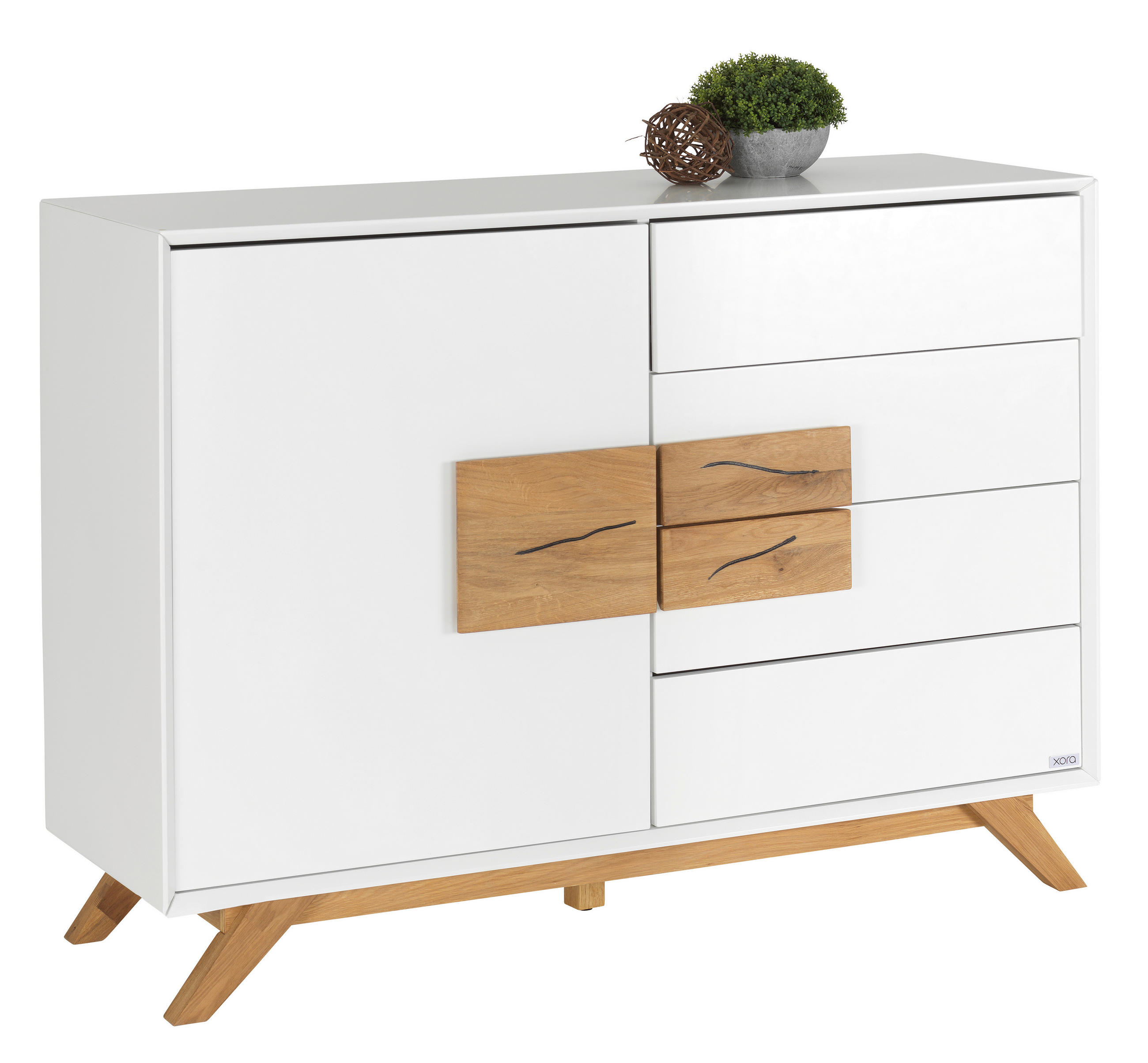 SIDEBOARD Eiche Weiß, Eichefarben Einlegeböden - Eichefarben/Weiß, Design, Holz/Holzwerkstoff (120/89/40cm) - Xora