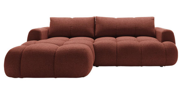 ECKSOFA Dunkelorange Struktur Rückenkissen, Bettkasten, Schlaffunktion, Rücken echt, Liegefläche im Originalstoff  - Dunkelorange/Schwarz, KONVENTIONELL, Kunststoff/Textil (172/272cm) - Carryhome