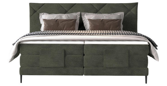 BOXSPRINGBETT 180/200 cm  in Olivgrün  - Schwarz/Olivgrün, KONVENTIONELL, Textil/Metall (180/200cm) - Esposa