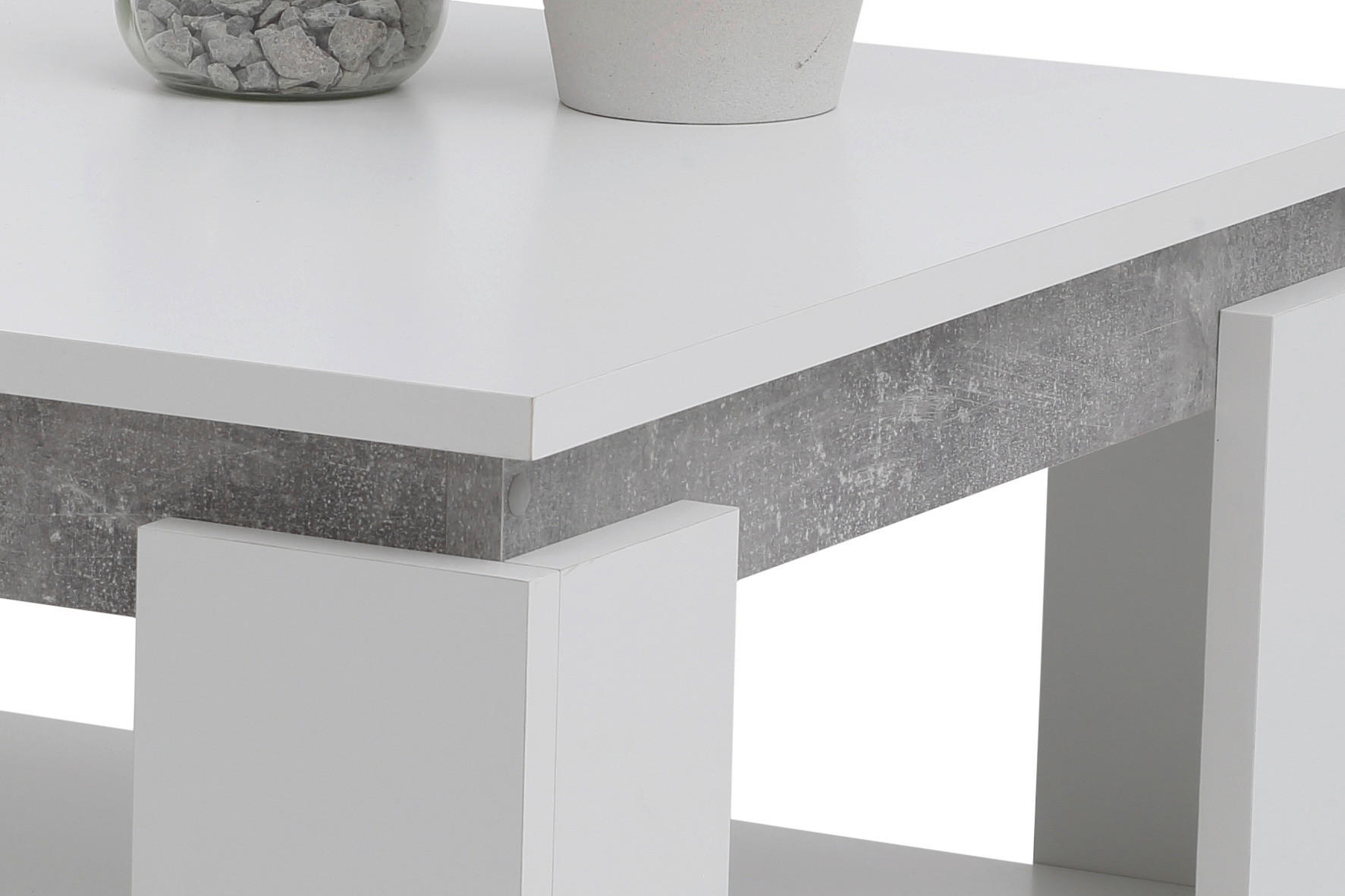 COUCHTISCH 90/60,5/41,5 cm rechteckig Weiß, Grau  - Weiß/Grau, KONVENTIONELL, Holzwerkstoff (90/60,5/41,5cm) - Boxxx