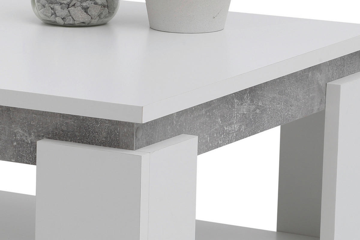 COUCHTISCH 90/60,5/41,5 cm rechteckig Weiß, Grau  - Weiß/Grau, KONVENTIONELL, Holzwerkstoff (90/60,5/41,5cm) - Boxxx
