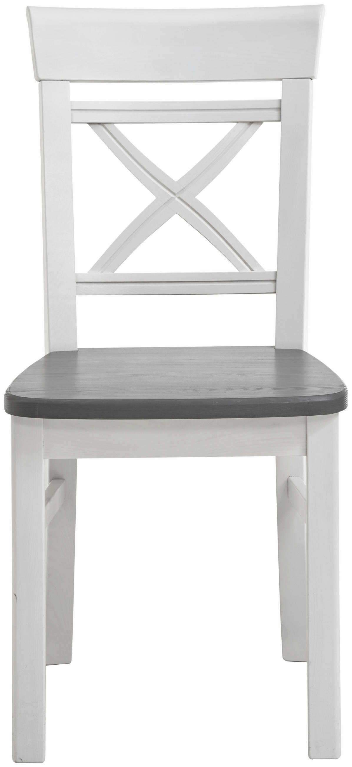 STUHL Grau, Weiß Kiefer massiv  - Weiß/Grau, ROMANTIK / LANDHAUS, Holz (45/94/43cm) - Boxxx