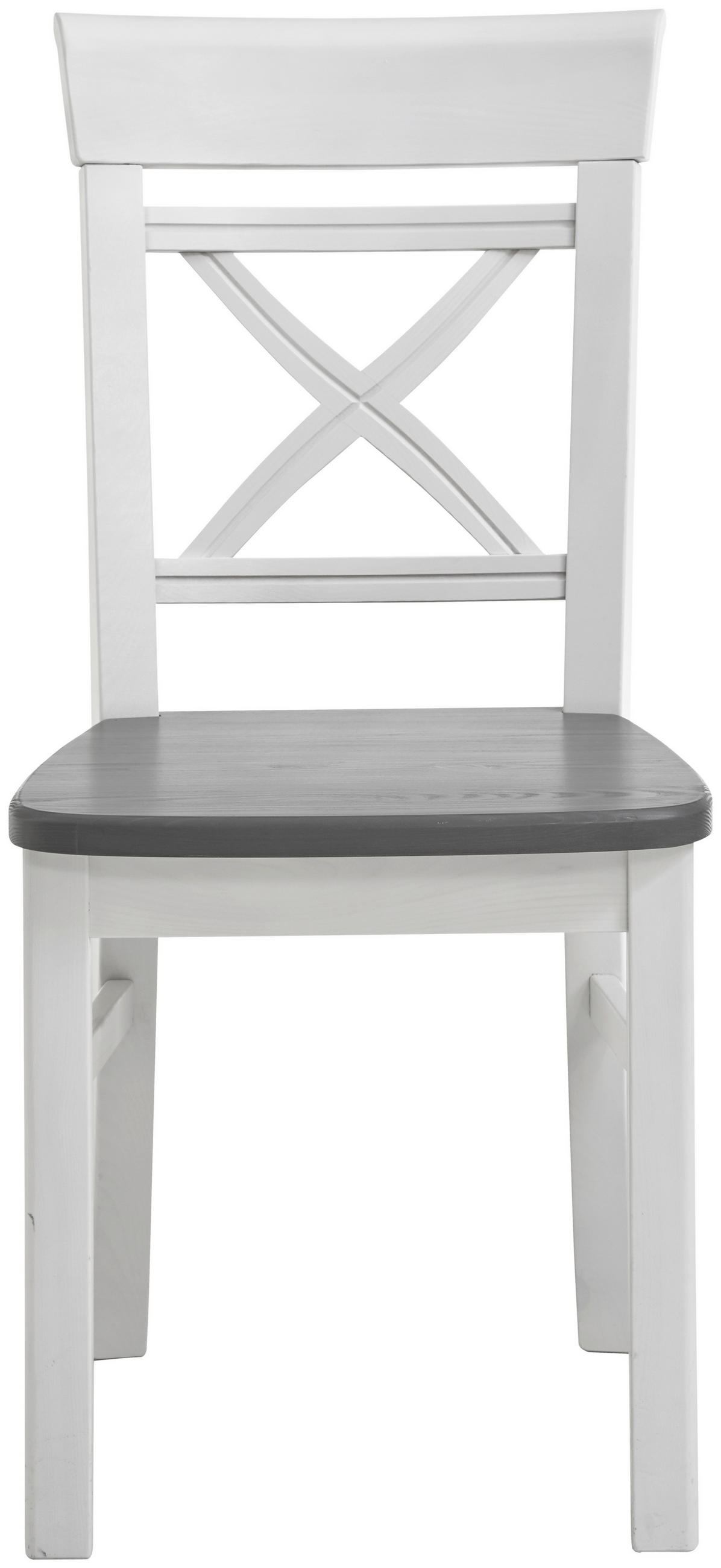 STUHL Grau, Weiß Kiefer massiv  - Weiß/Grau, ROMANTIK / LANDHAUS, Holz (45/94/43cm) - Boxxx