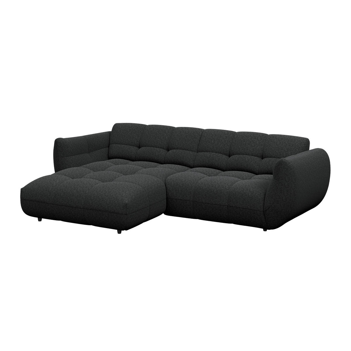 ECKSOFA Schwarz Chenille  - Dunkelgrün/Schwarz, Trend, Kunststoff/Textil (178/280cm) - MID.YOU