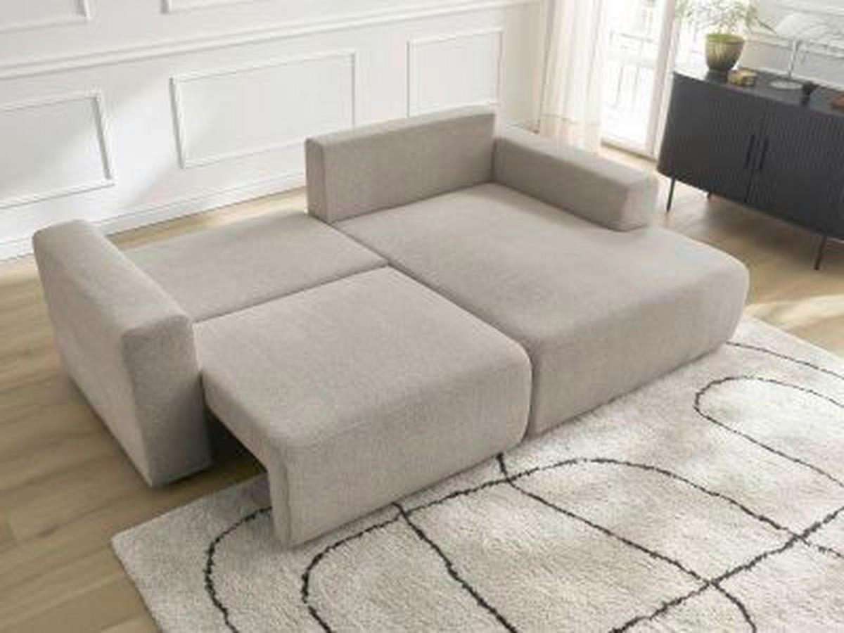ECKSOFA Ottomane rechts  ATILLA Taupe Flachgewebe  - Taupe/Schwarz, MODERN, Kunststoff/Textil (244/149cm)