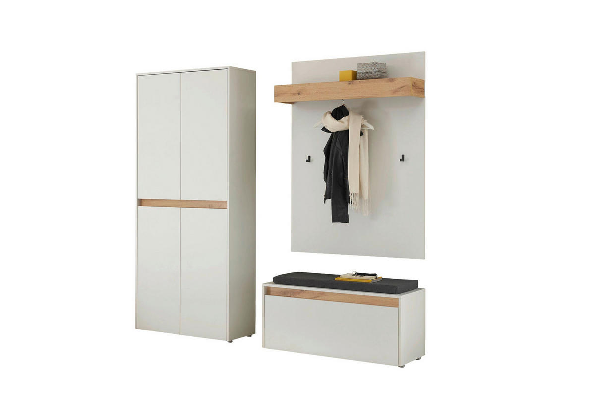 GARDEROBE 4-teilig  in 185/200/40 cm  - Eiche Wotan/Weiß, Design, Holzwerkstoff/Textil (185/200/40cm) - Modante