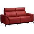 3-SITZER-SOFA  in Echtleder Rot   - Rot/Schwarz, Design, Leder/Metall (207/107/98cm) - Belluti