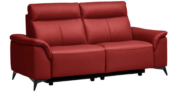 3-SITZER-SOFA  in Echtleder Rot   - Rot/Schwarz, Design, Leder/Metall (207/107/98cm) - Belluti