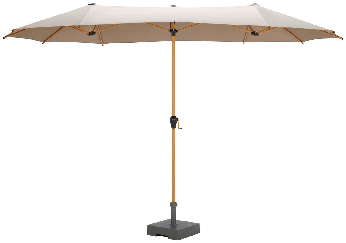 DVOJITÝ SLUNEČNÍK 208/236/400 cm - šedohnědá, Moderní, kov/textil (208/236/400cm) - Ambia Garden