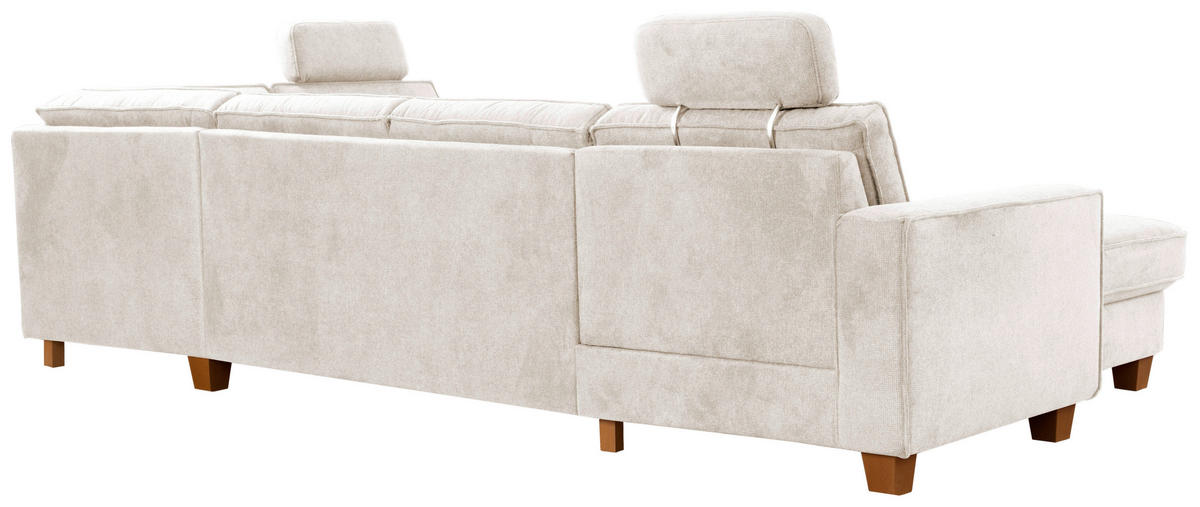 WOHNLANDSCHAFT in Flachgewebe Creme  - Eichefarben/Creme, Konventionell, Holz/Textil (161/309/213cm) - Sit & More