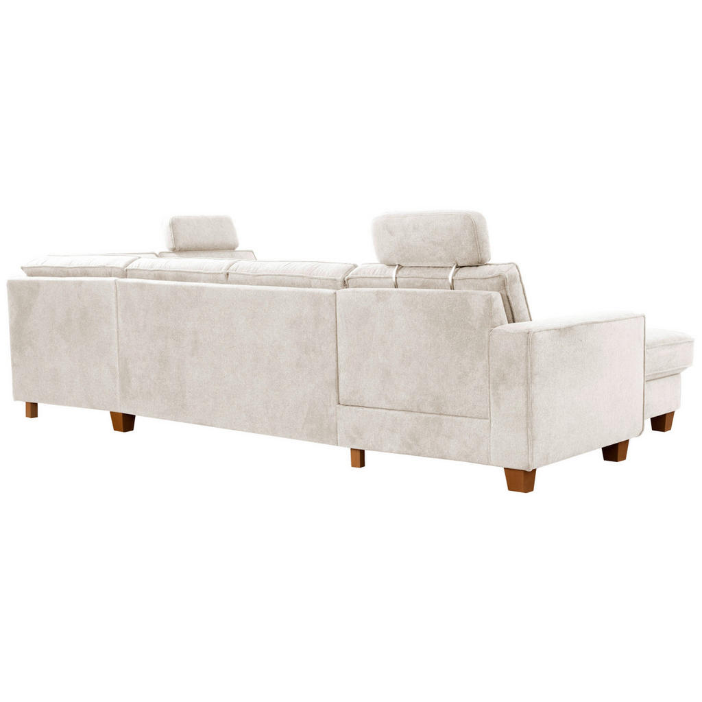 Thumbnail - Sit & More Wohnlandschaft, Creme, Textil, Buche, massiv, 7-Sitzer, Ottomane rechts, U-Form, 309x213 cm, Goldenes M, Oeko...