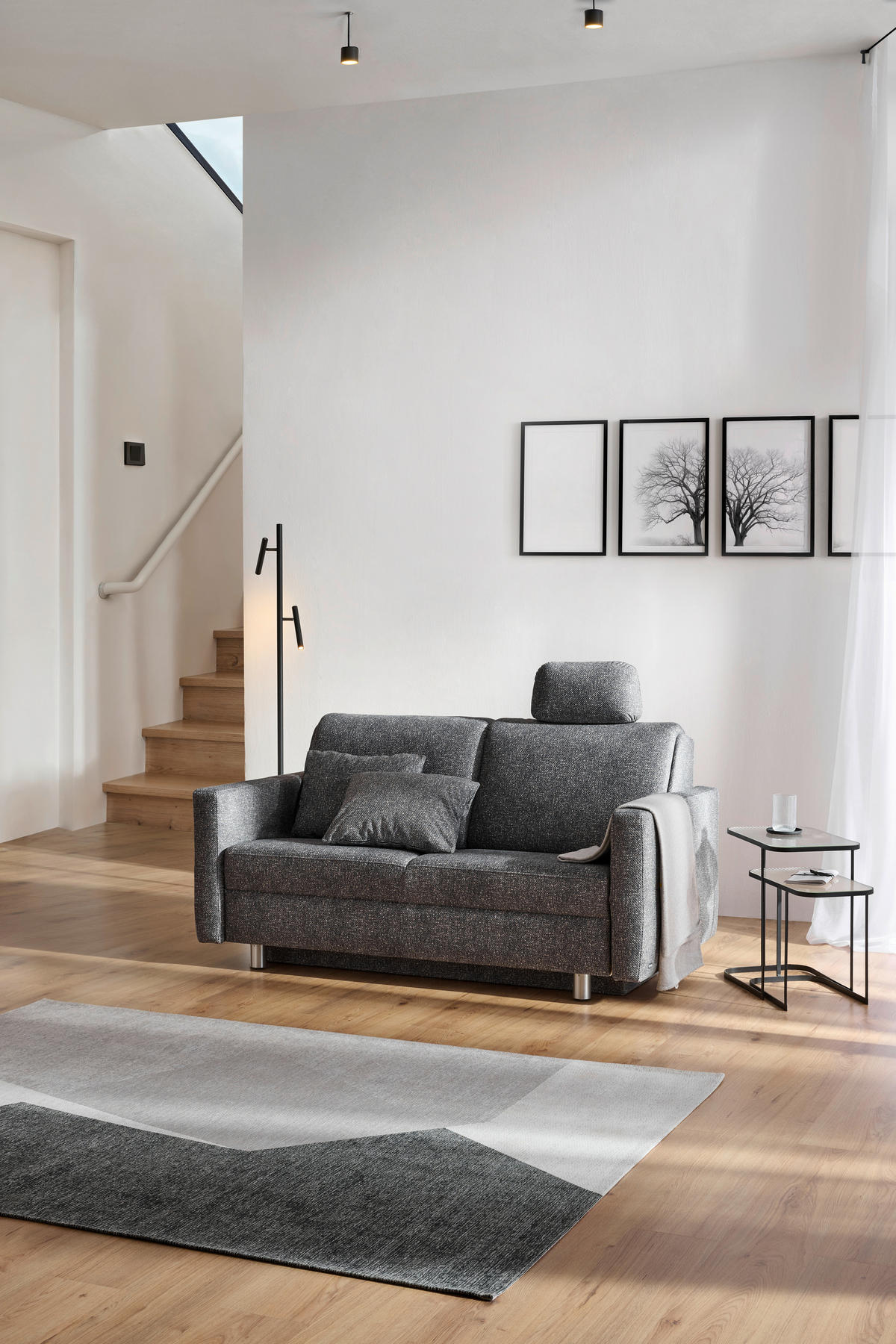 SCHLAFSOFA  in Mikrofaser Grau  - Alufarben/Grau, KONVENTIONELL, Kunststoff/Textil (176/88/91cm) - Sedda