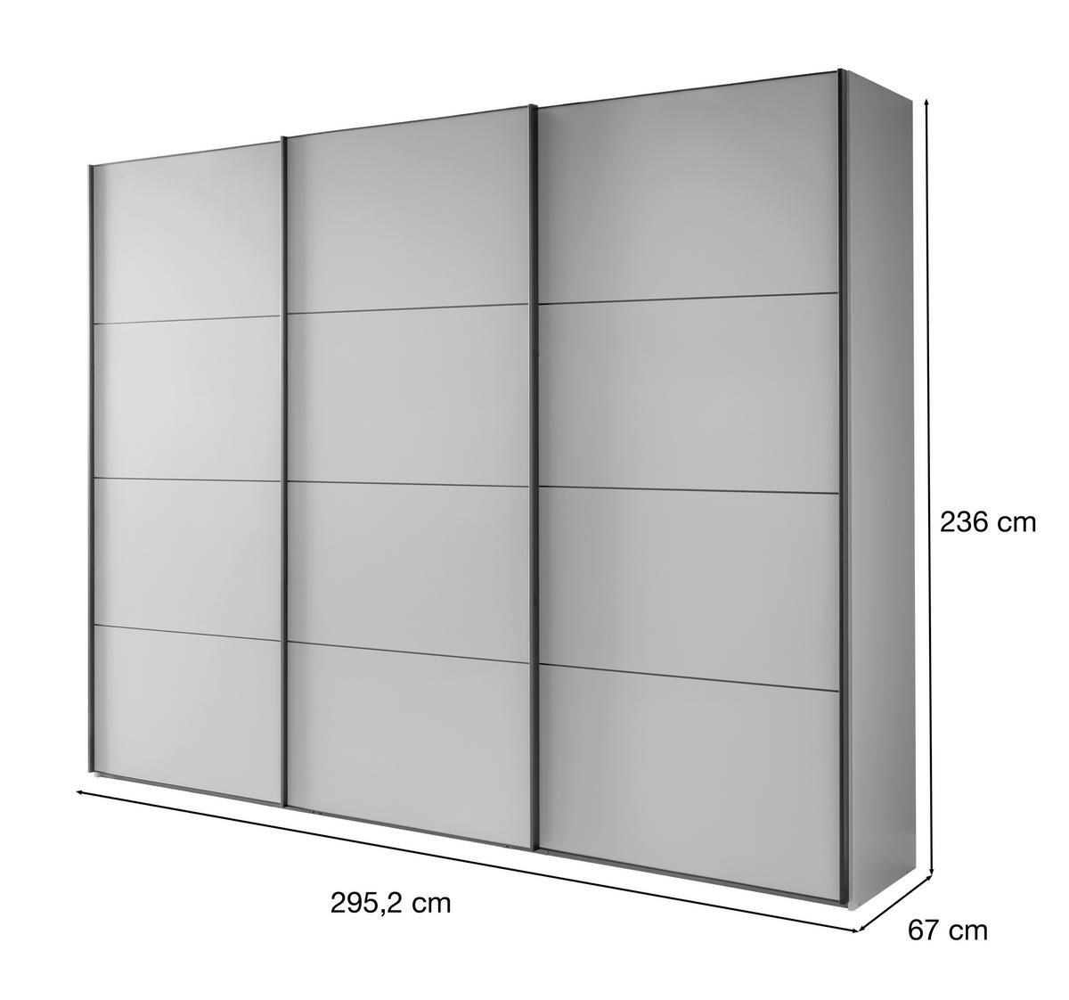 SCHWEBETÜRENSCHRANK 300/236/67 cm 3-türig Champagner  - Chromfarben/Champagner, MODERN, Glas/Holzwerkstoff (300/236/67cm) - Chameo