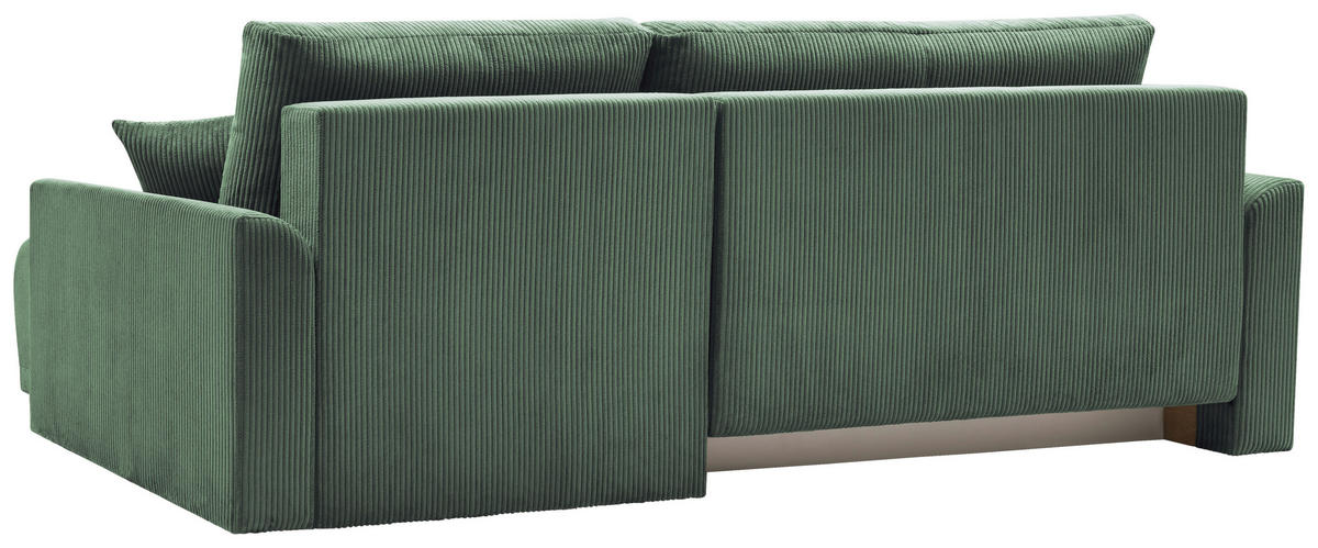 ECKSOFA KIMMY Grün Cord Zierkissen, Rückenkissen, Bettkasten  - Schwarz/Grün, Design, Kunststoff/Textil (233/146cm) - P & B