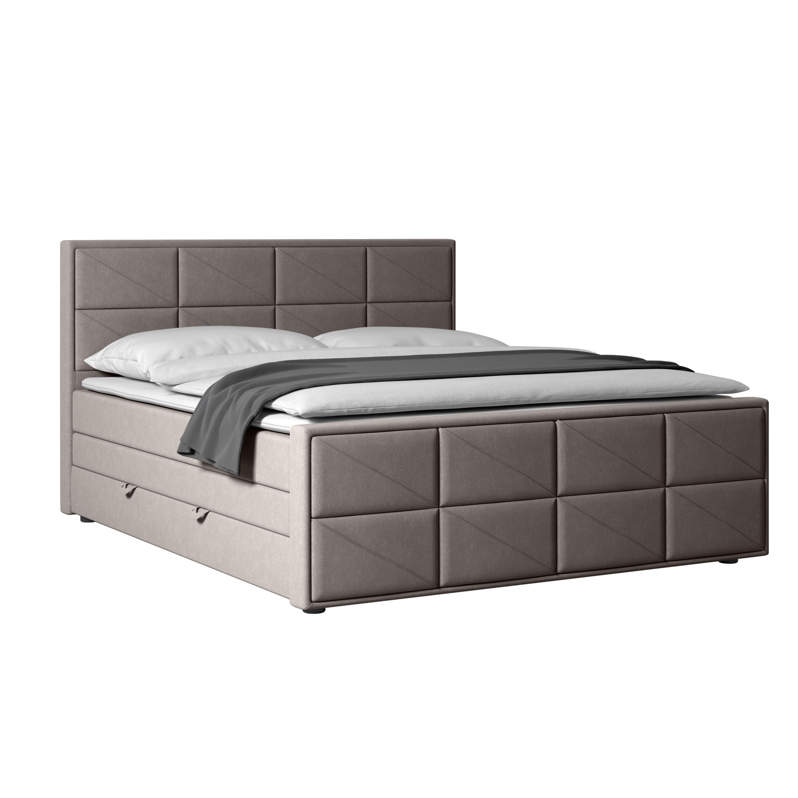 BOXSPRINGBETT 180/200 cm  in Hellgrau  - Hellgrau/Schwarz, MODERN, Holzwerkstoff/Kunststoff (180/200cm) - MID.YOU