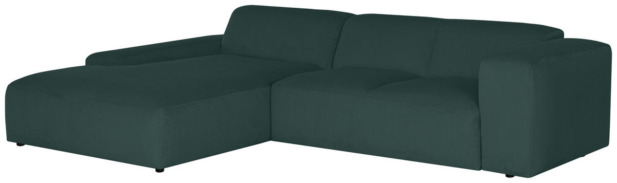 ECKSOFA HANNAH Grün Cord  - Schwarz/Grün, Design, Kunststoff/Textil (200/304cm) - MID.YOU