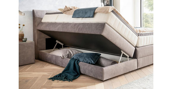BOXSPRINGBETT 160/200 cm,  in Grau, Bettkasten, Topper, Matratzen, H4 + H4 = sehr fest  - Wengefarben/Grau, KONVENTIONELL, Holz/Textil (160/200cm) - Novel