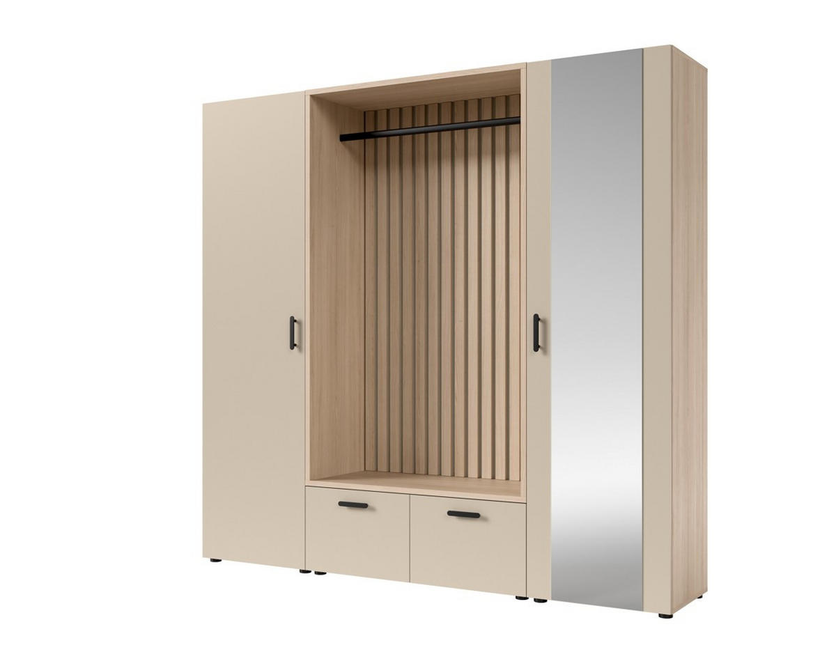 GARDEROBE  in 210/200/45 cm  - Kaschmir/Eichefarben, Design, Glas/Holzwerkstoff (210/200/45cm) - Livetastic