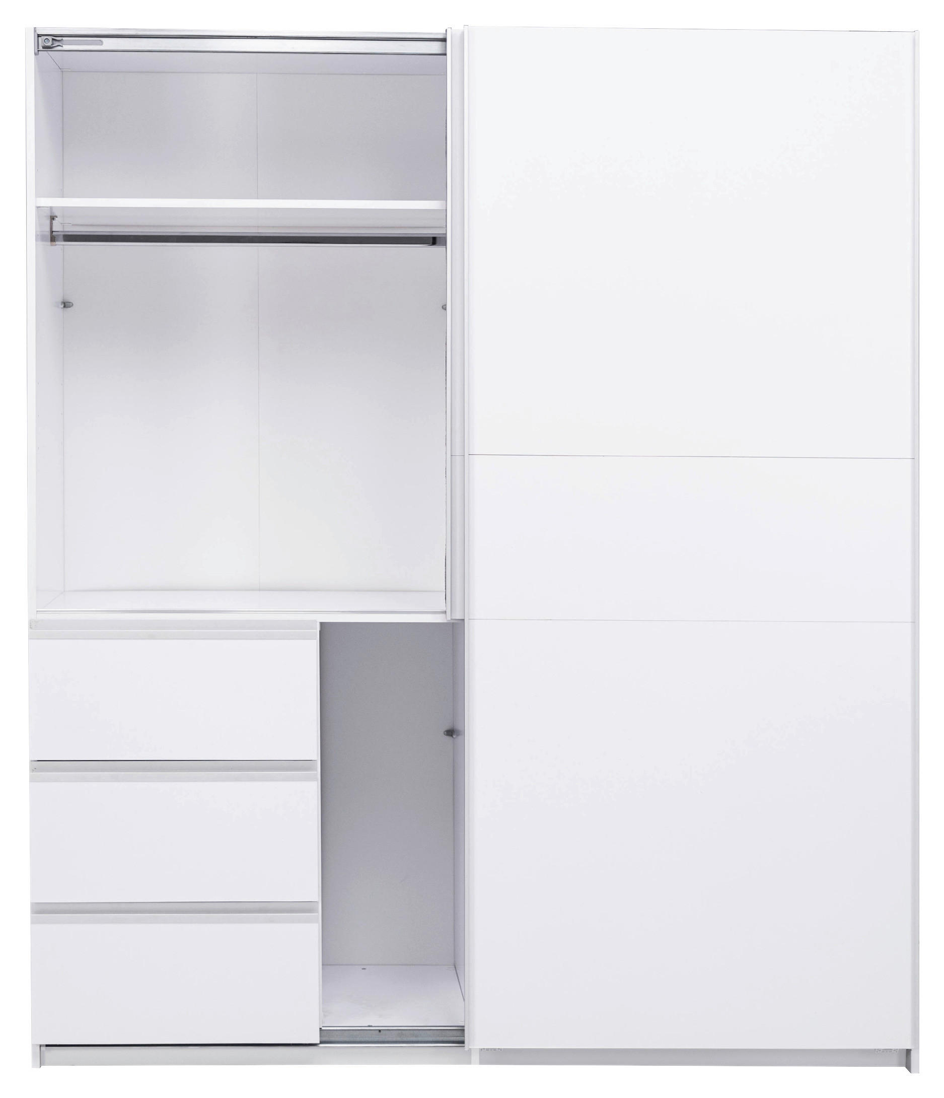 SCHIEBETÜRENSCHRANK 175/205/61,5 cm 2-türig  - Weiß, MODERN, Holzwerkstoff/Metall (175/205/61,5cm) - MID.YOU