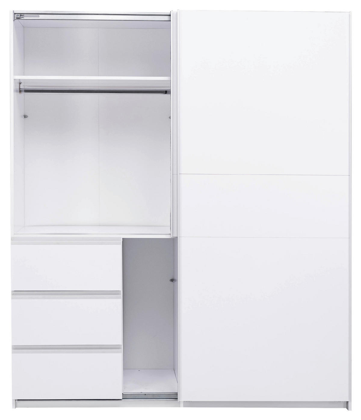 SCHIEBETÜRENSCHRANK 175/205/61,5 cm 2-türig Weiß  - Weiß, MODERN, Holzwerkstoff/Metall (175/205/61,5cm) - MID.YOU