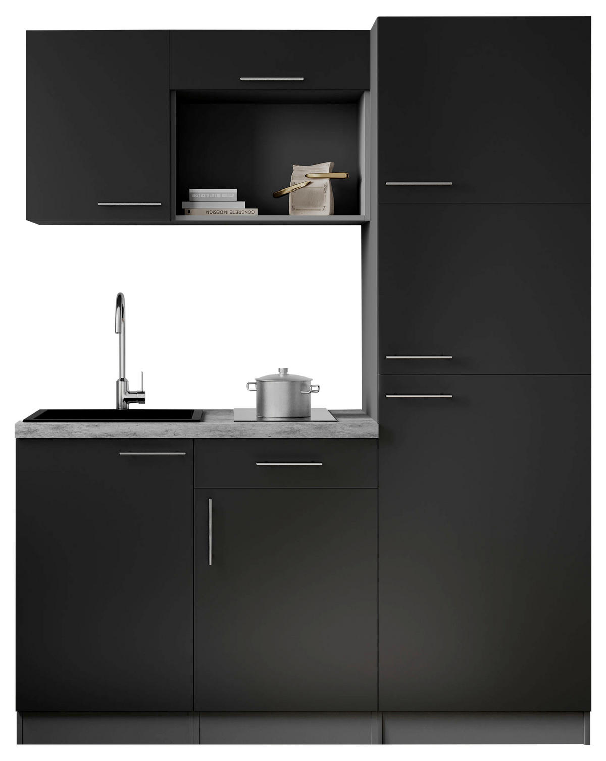 MODULKÖK 160 cm   i svart  - grå/svart, Trend, metall/trämaterial (160cm) - Respekta