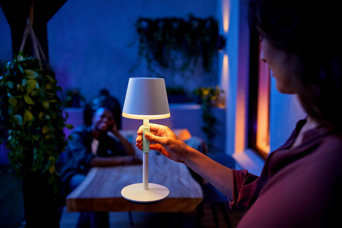 AKKU-TISCHLEUCHTE - Weiss, Design, Metall (14,2/35cm) - Philips HUE
