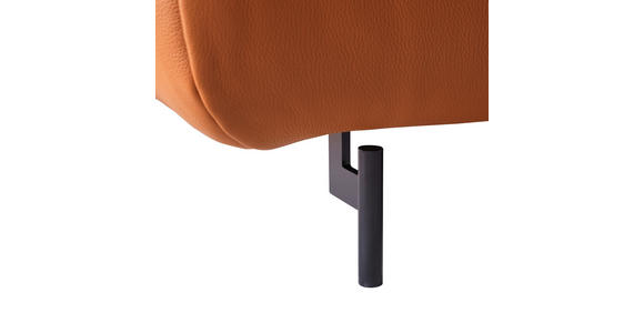 ECKSOFA in Echtleder Cognac 165/313 cm - Cognac/Schwarz, Design, Leder/Metall (165/313cm) - Emilio Belluti