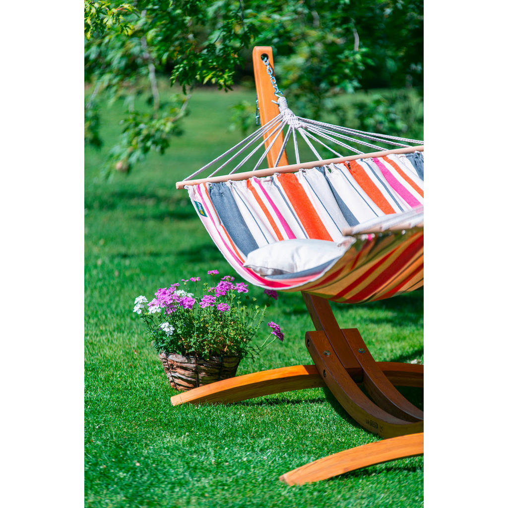 Thumbnail - La Siesta Hängematte, Blau, Orange, Rosa, Weiß, Holz, Eukalyptusholz, Schichtholz, 320x120x120 cm, Fsc, wetterbeständig,...
