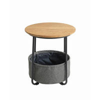 Beistelltisch Rubi 2 45/45/50 cm Eiche Hartholz Grau, Schwarz, Eichefarben rund  - Eichefarben/Schwarz, Trend, Holz/Textil (45/45/50cm)
