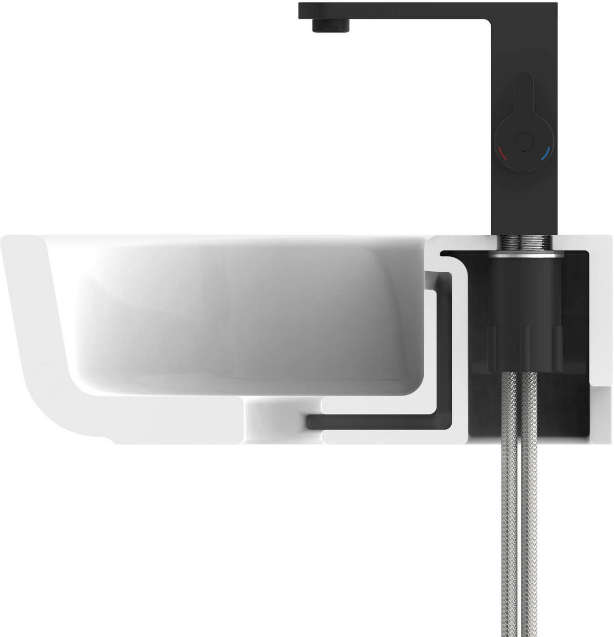 WASCHTISCHARMATUR 4,5/15,0/16,8 cm  - Schwarz, Basics, Metall (4,5/15,0/16,8cm)