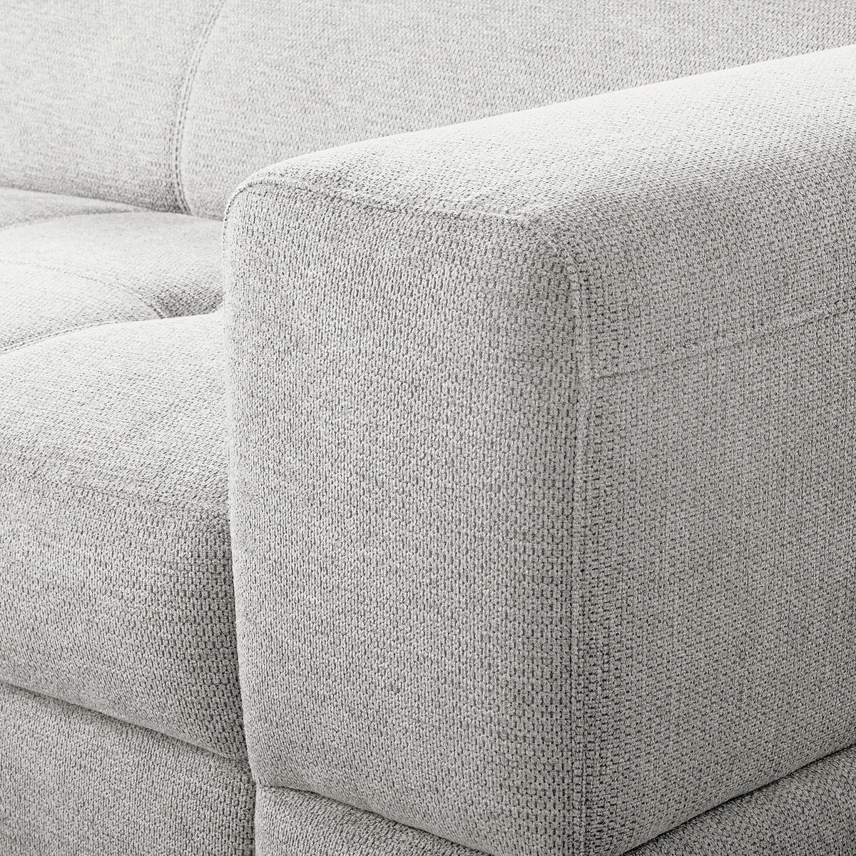 ECKSOFA TORINO Hellgrau Chenille Bettkasten, Kopfteilverstellung  - Schwarzchrom/Hellgrau, Design, Textil/Metall (173/247cm) - Livetastic