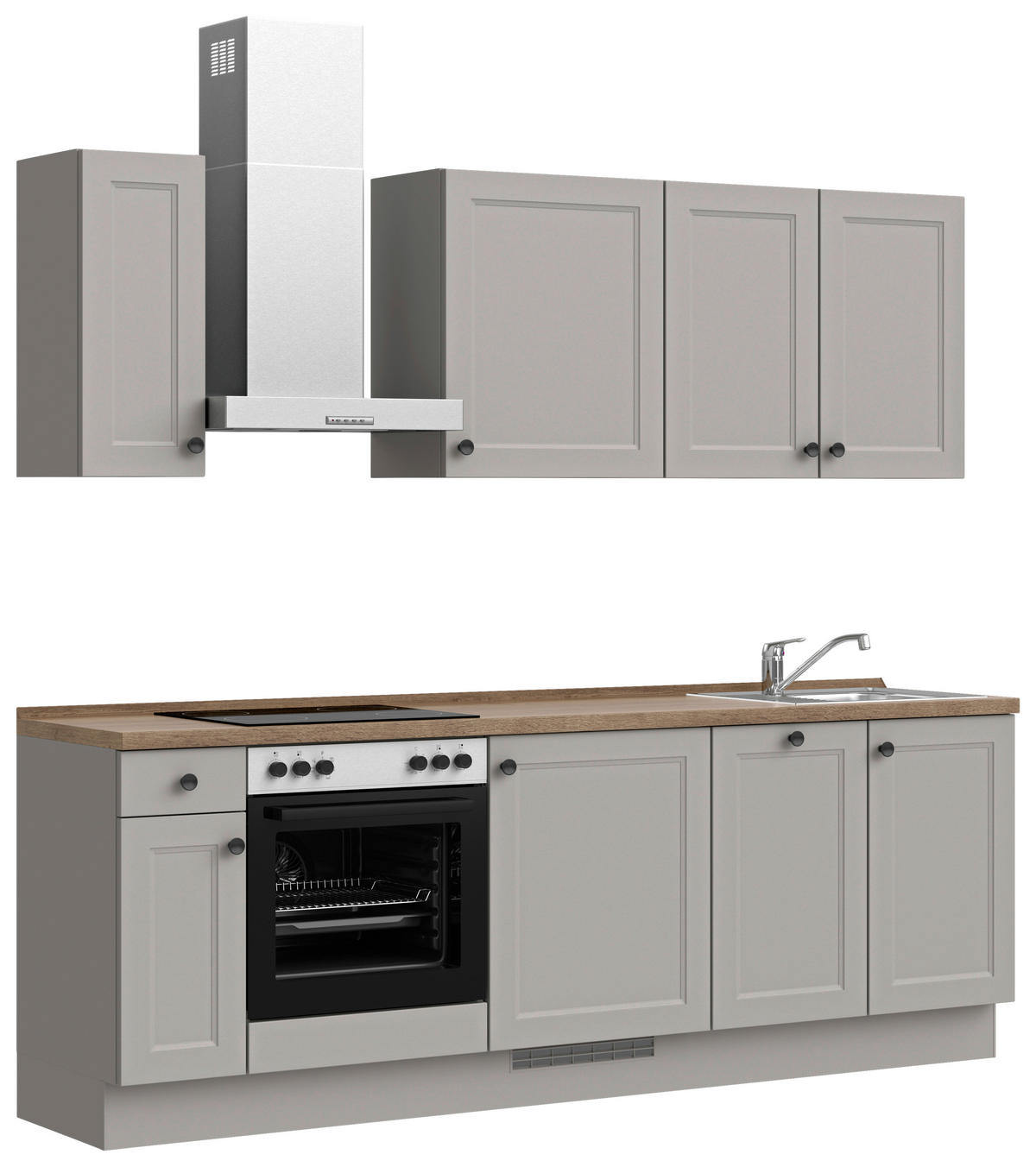 KÜCHENLEERBLOCK 240 cm   in Grau, Eiche dunkel  - Eiche dunkel/Schwarz, MODERN, Holzwerkstoff/Metall (240cm) - Nobilia