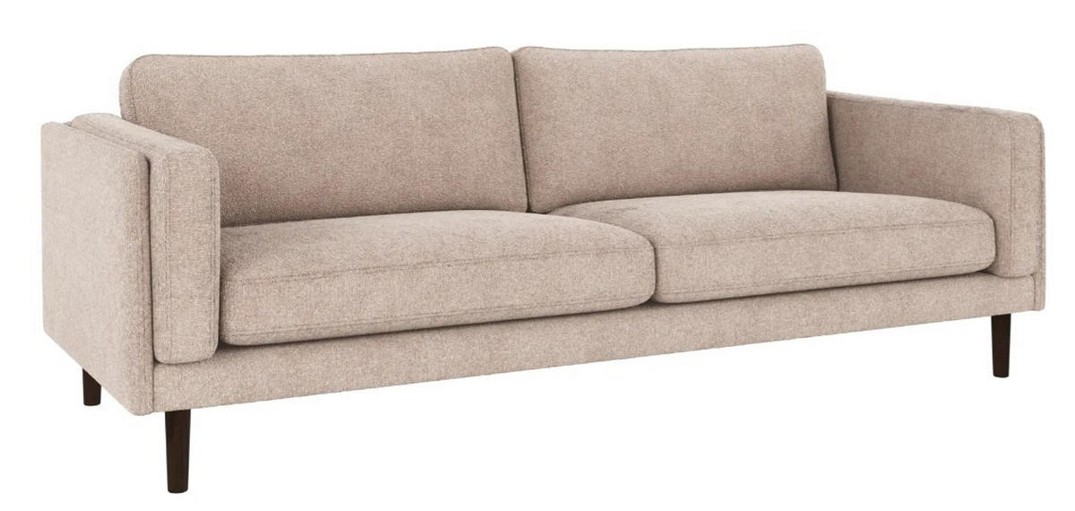 3-SITS SOFFA i beige  - beige/mörkbrun, Klassisk, metall/trä (216/78/87cm) - Rowico