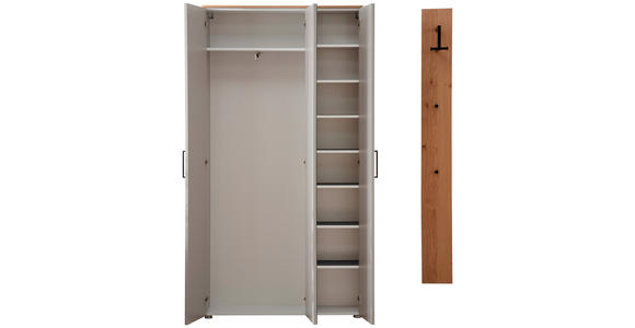 GARDEROBE 2-teilig  in 130/198/29 cm  - Wildeiche/Grau, Design, Holz/Holzwerkstoff (130/198/29cm) - Moderano