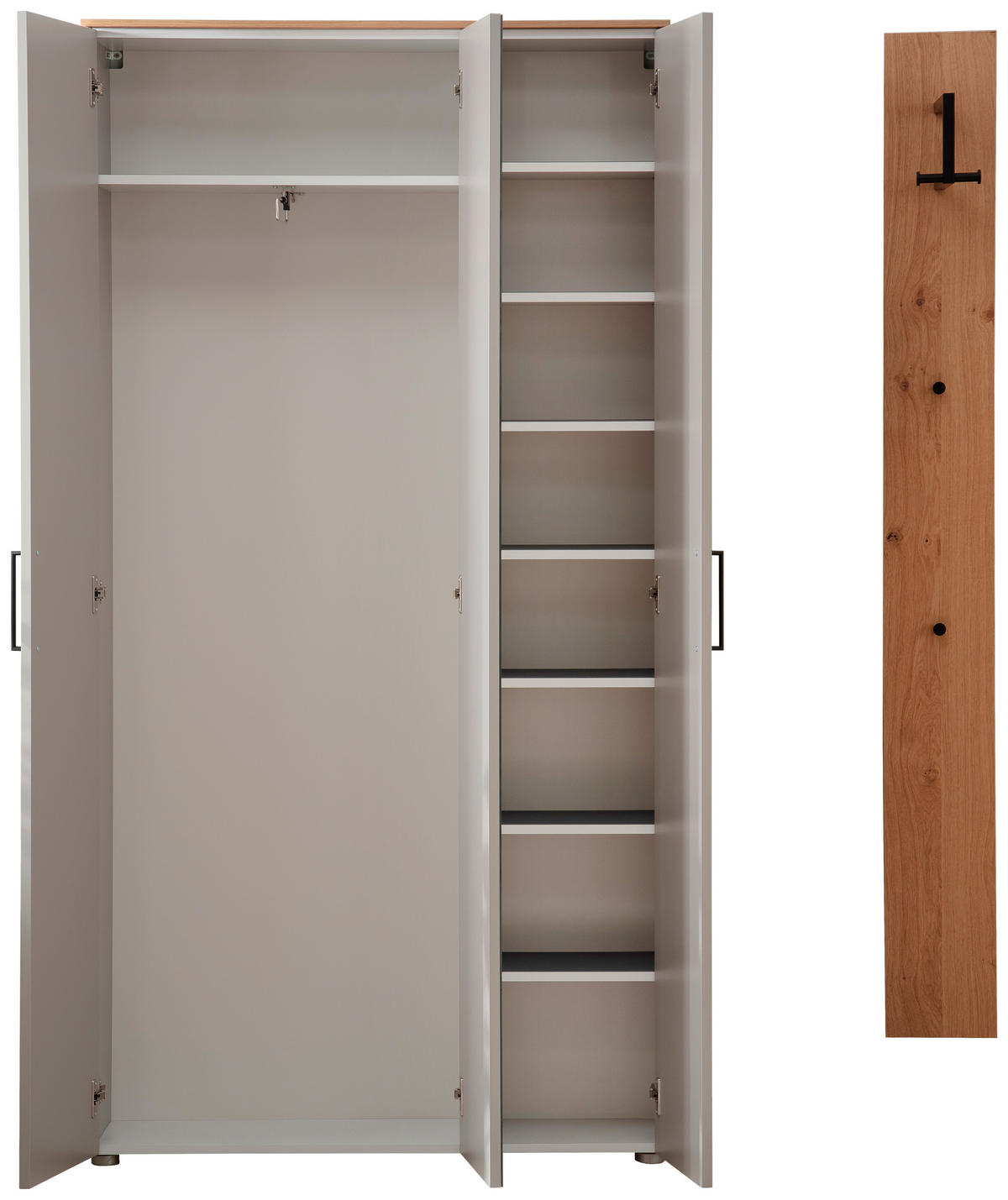 GARDEROBE 2-teilig  in 130/198/29 cm  - Wildeiche/Grau, Design, Holz/Holzwerkstoff (130/198/29cm) - Moderano