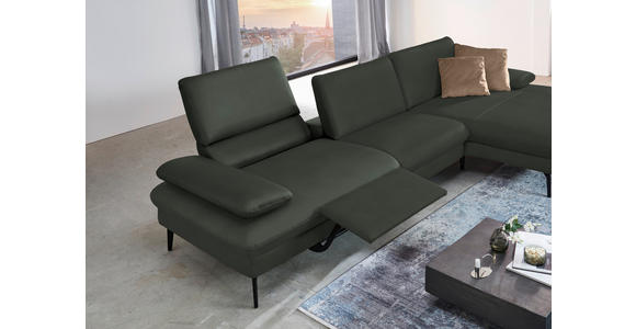 ECKSOFA in Echtleder Dunkelgrün  - Dunkelgrün/Schwarz, Design, Leder/Metall (325/157cm) - Dieter Knoll