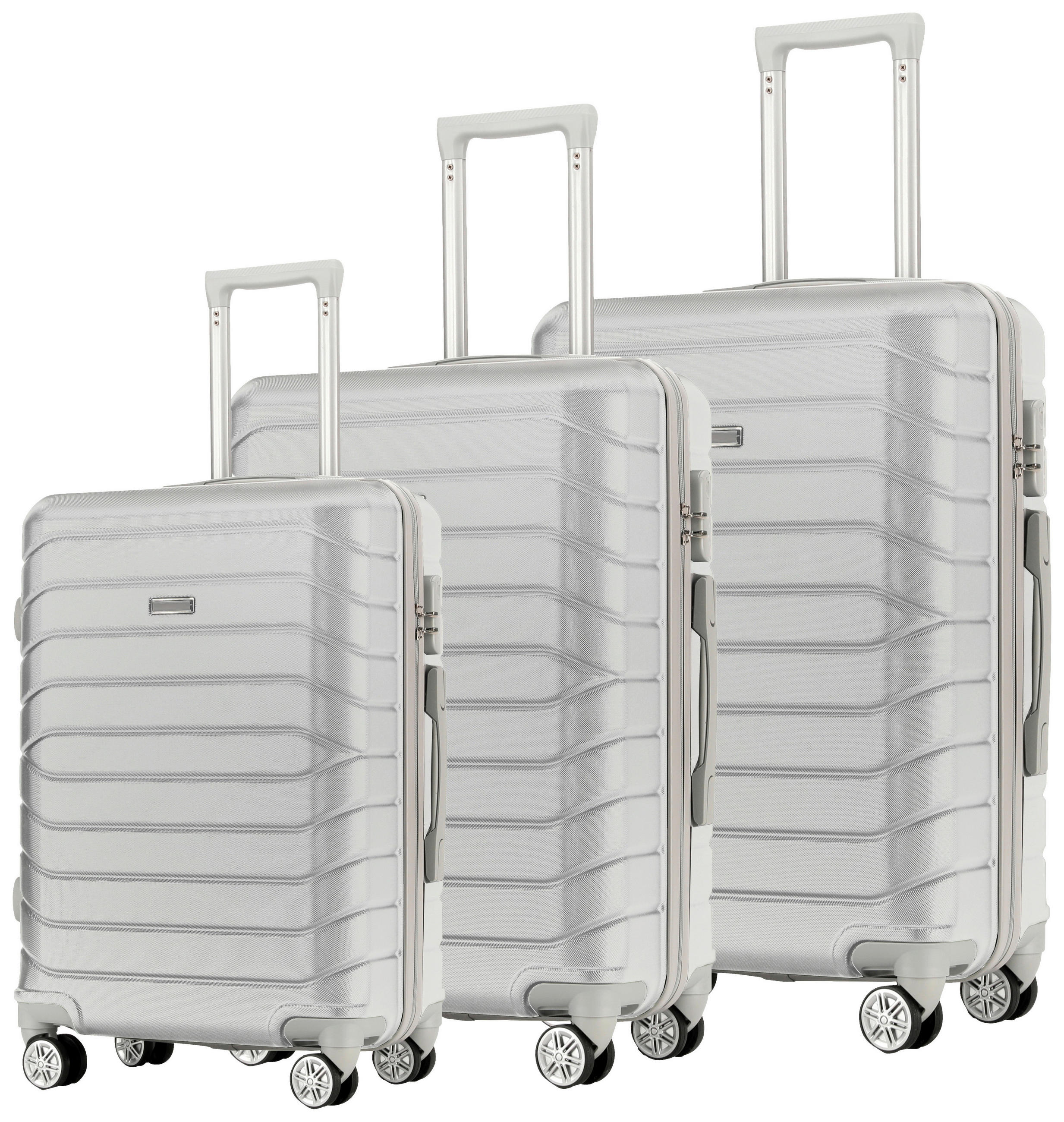 REISEKOFFERSET Silberfarben 3-teilig  - Silberfarben, Trend, Kunststoff/Textil - Novel