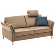 3-SITZER-SOFA in Echtleder Beige  - Beige/Alufarben, Design, Leder/Metall (190/82/99cm) - Dieter Knoll