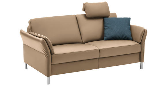 3-SITZER-SOFA in Echtleder Beige - Beige/Alufarben, Design, Leder/Metall (190/82/99cm) - Dieter Knoll