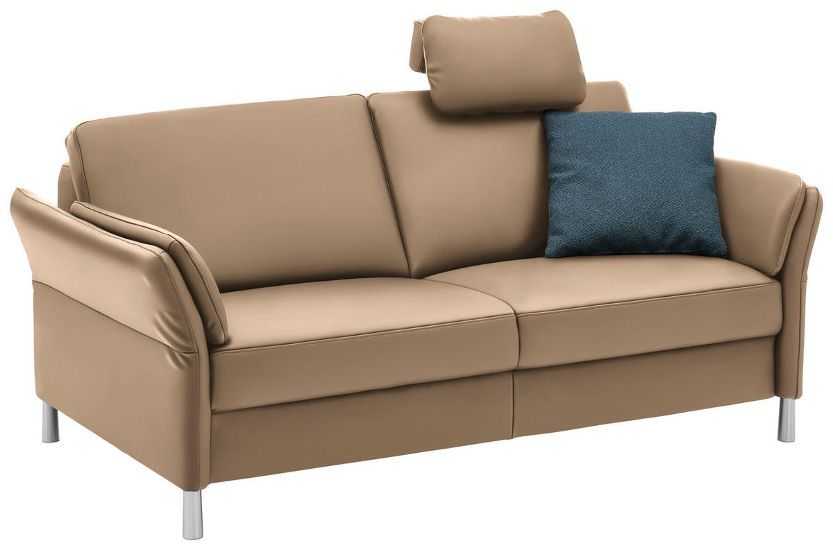 3-SITZER-SOFA in Echtleder Beige  - Beige/Alufarben, Design, Leder/Metall (190/82/99cm) - Dieter Knoll