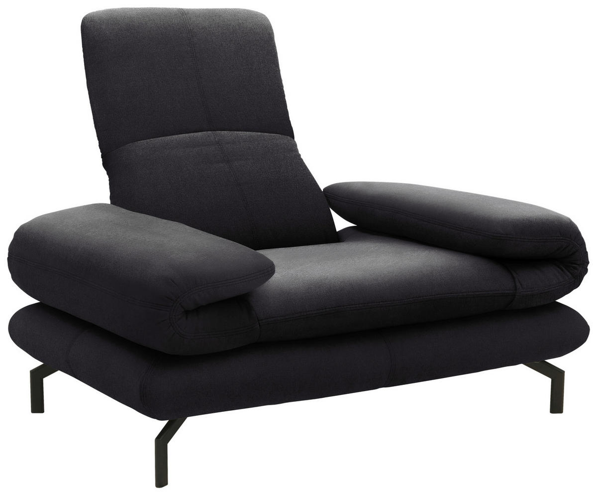 SESSEL mit Funktion in Webstoff Anthrazit  - Anthrazit/Schwarz, Design, Textil/Metall (139 (197)/83 (110)/98cm) - LOOKS by W.Joop