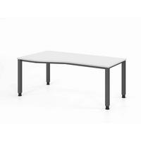 SCHREIBTISCH 180/100-80/68,5-81 cm Graphitfarben, Weiß mechanisch höhenverstellbar  - Graphitfarben/Weiß, Basics, Holzwerkstoff/Metall (180/100-80/68,5-81cm) - Venda