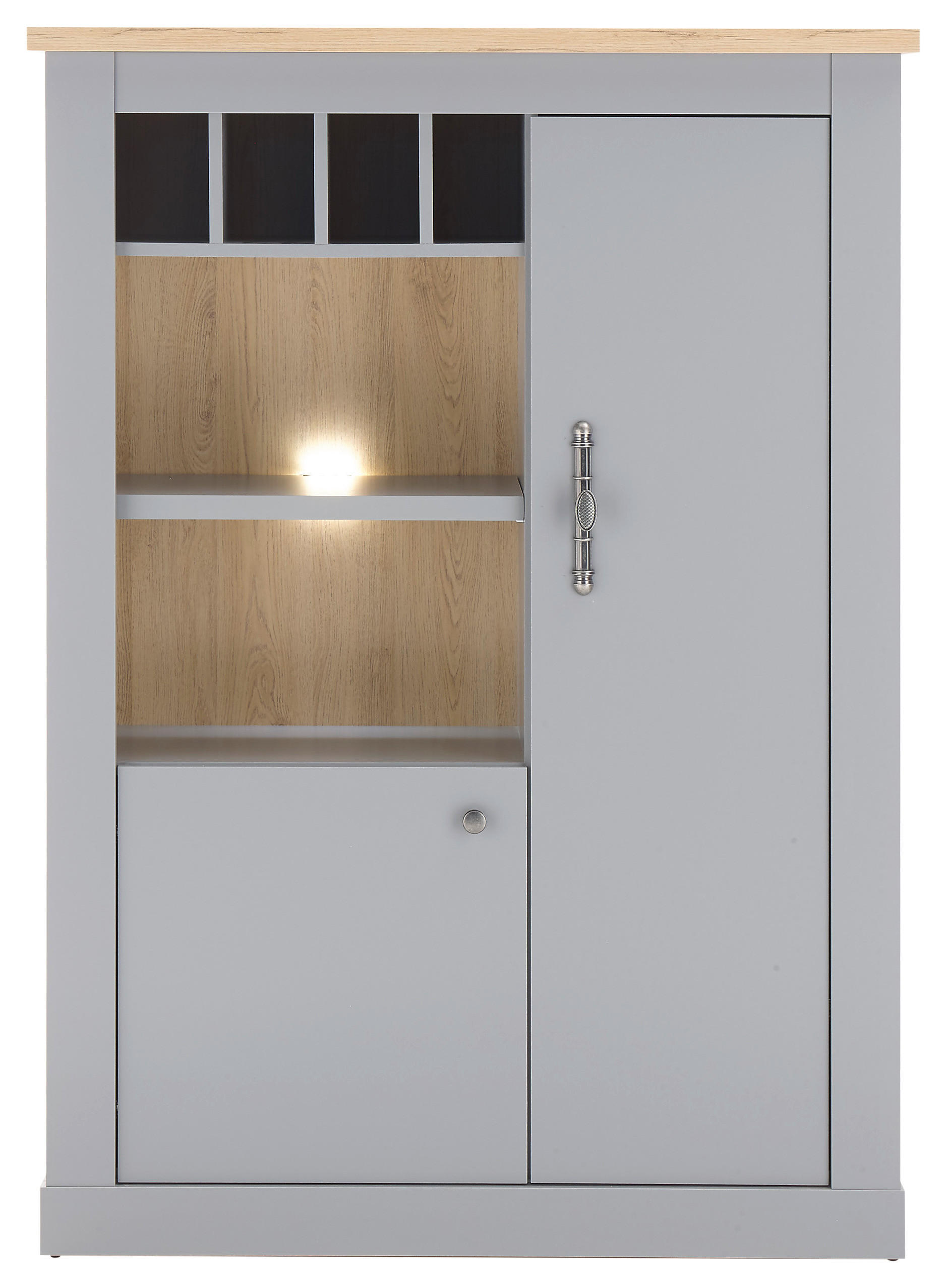 HIGHBOARD  in 103/142/37 cm  - Eichefarben/Silberfarben, Design, Holzwerkstoff/Metall (103/142/37cm) - MID.YOU