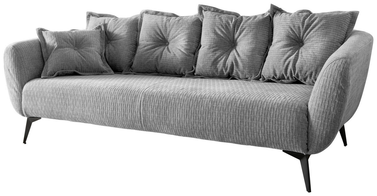 3-SITZER-SOFA in Mikrofaser Grau  - Schwarz/Grau, Modern, Textil/Metall (236/94/103cm) - Livetastic