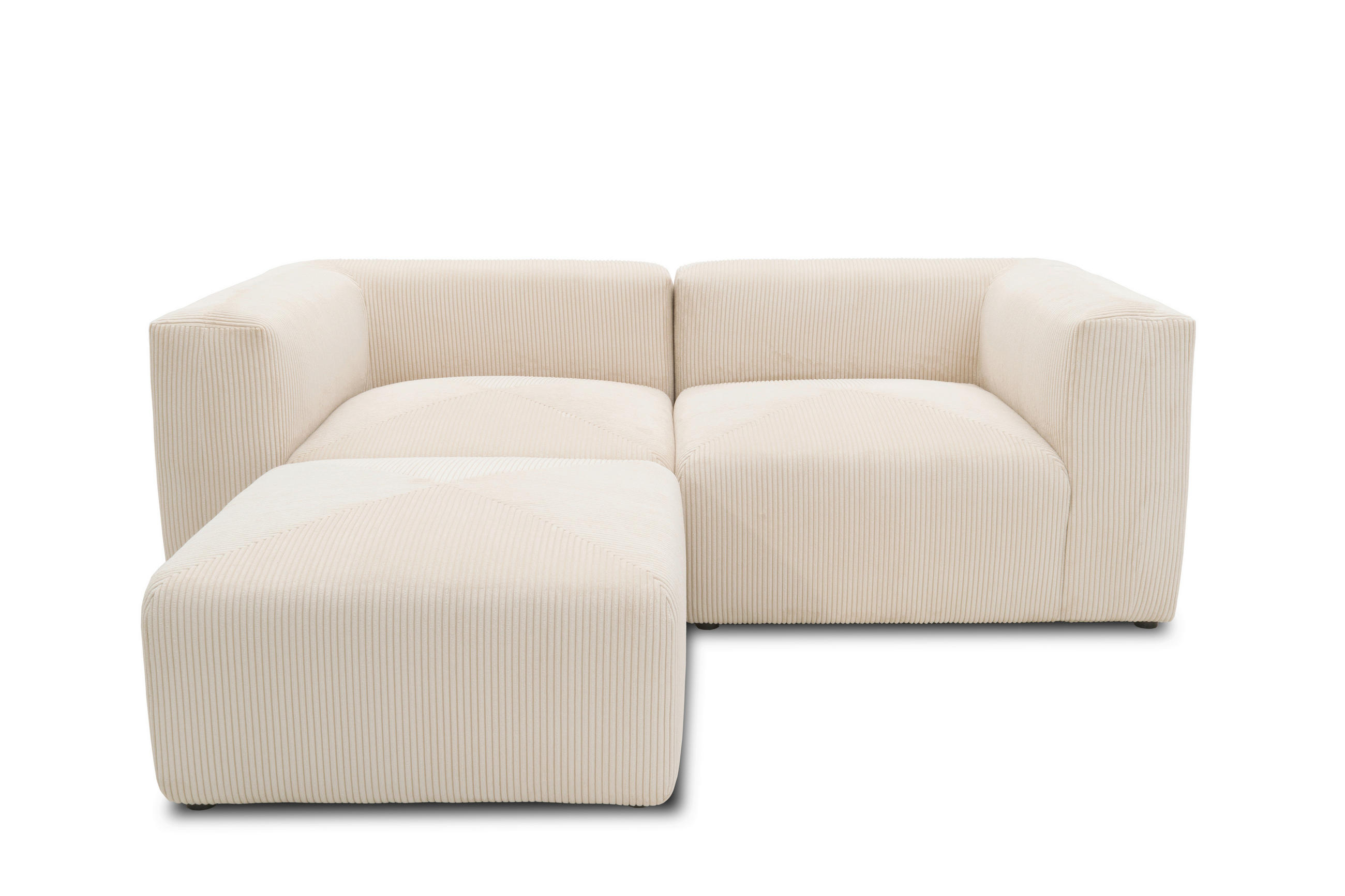 ECKSOFA in Cord, Mikrofaser Creme   - Creme/Schwarz, Design, Kunststoff/Textil (216/69/193cm) - MID.YOU