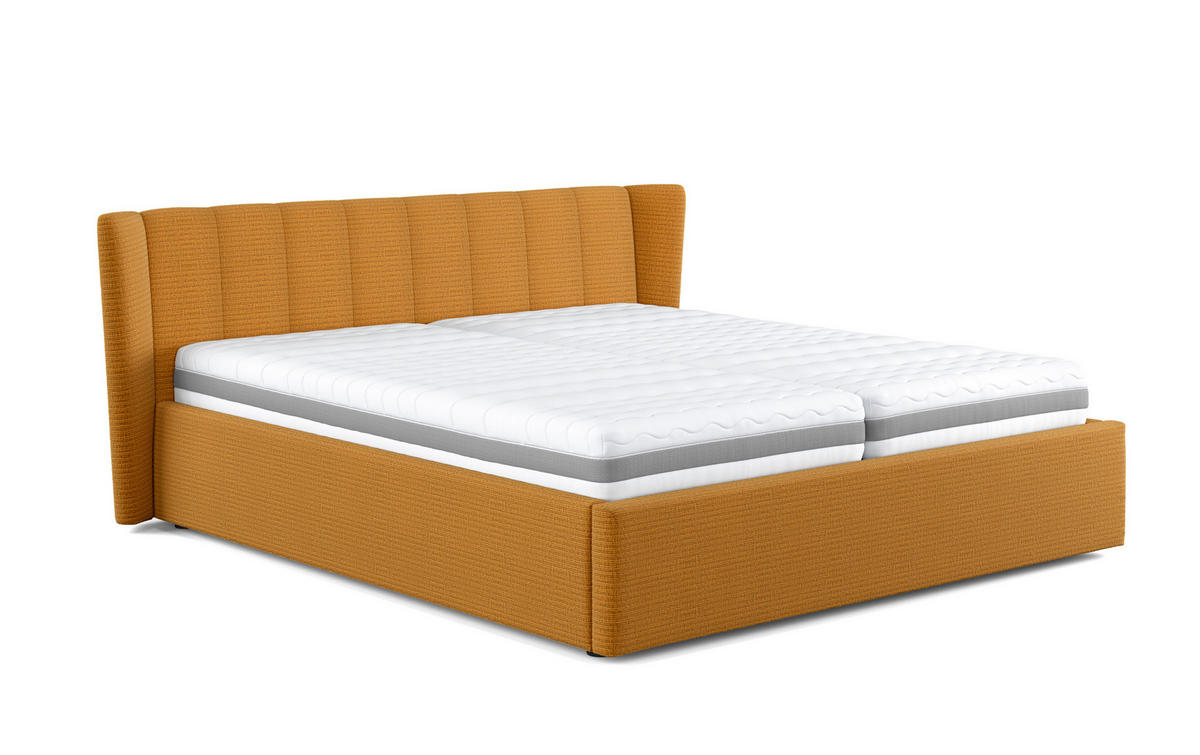 KÁRPITOZOTT ÁGY 160/200 cm  narancs  - fekete/narancs, Basics, faalapú anyag/textil (160/200cm) - Carryhome